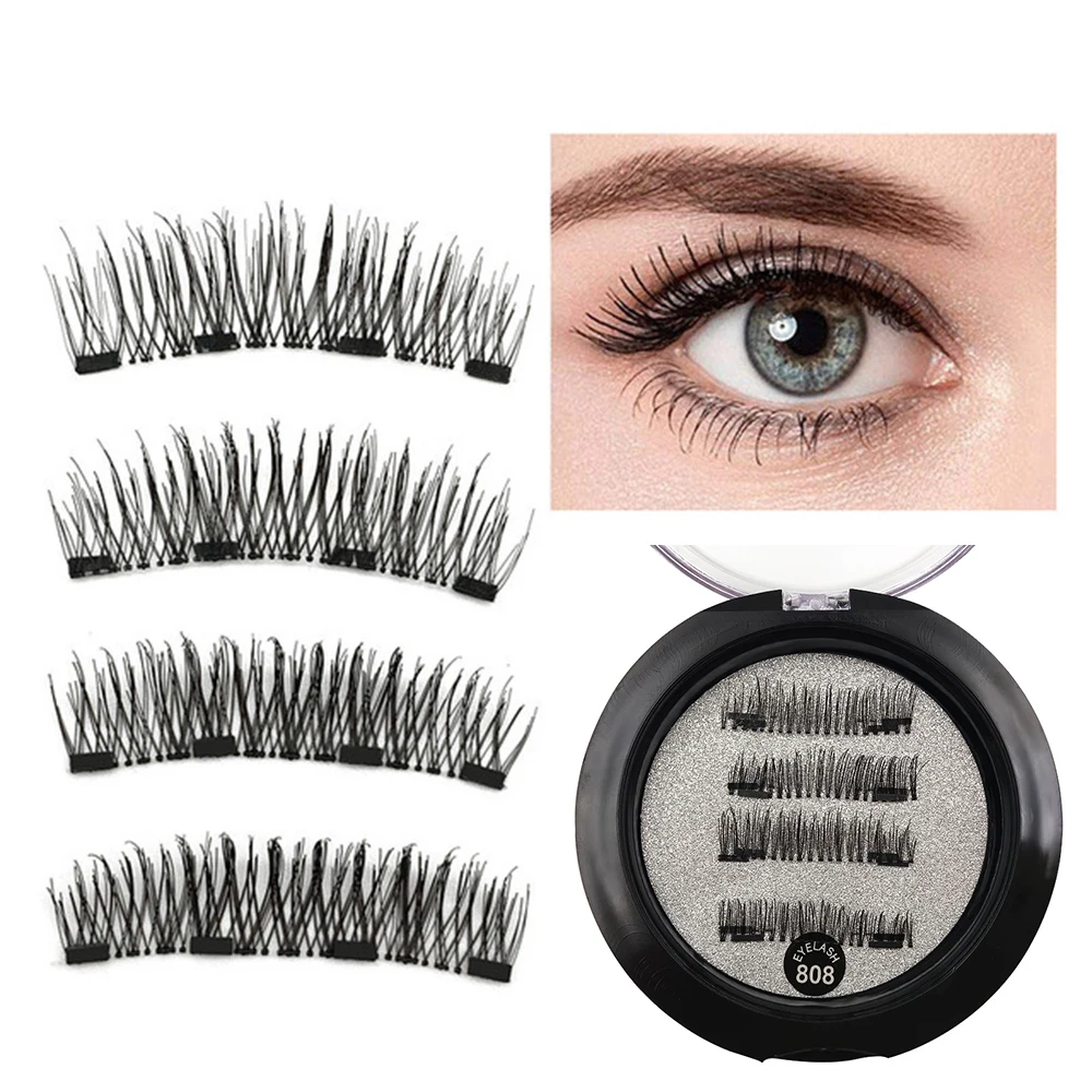 

2 Pairs Of Natural Magnetic Eyelashes Reusable Eyelashes False Eyelashes Easy To Wear Eye Makeup Accessories