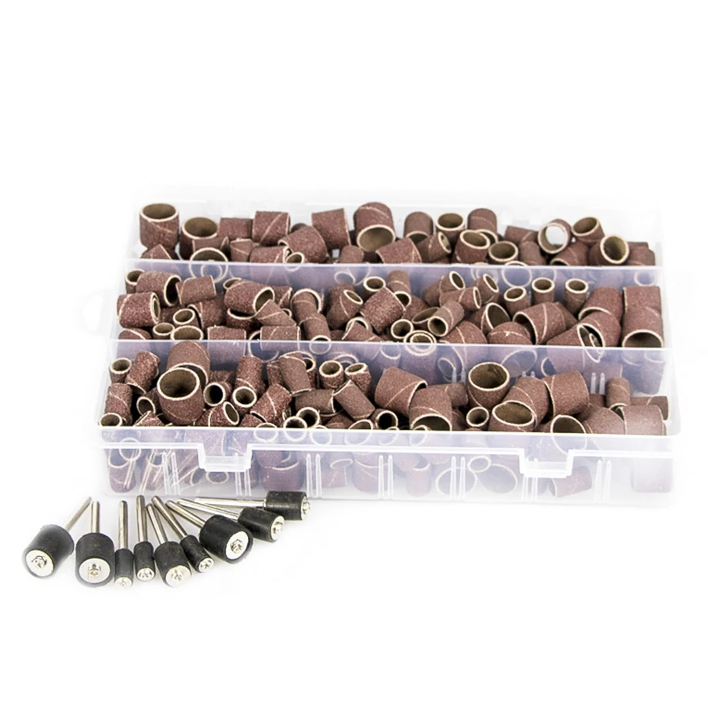 338pcs/set Sanding Drum Kit #60 #120#320 Band with 3/8 1/4 1/2 Rubber Mandrel for Dremel Electric Mill Rotary Tools - купить по