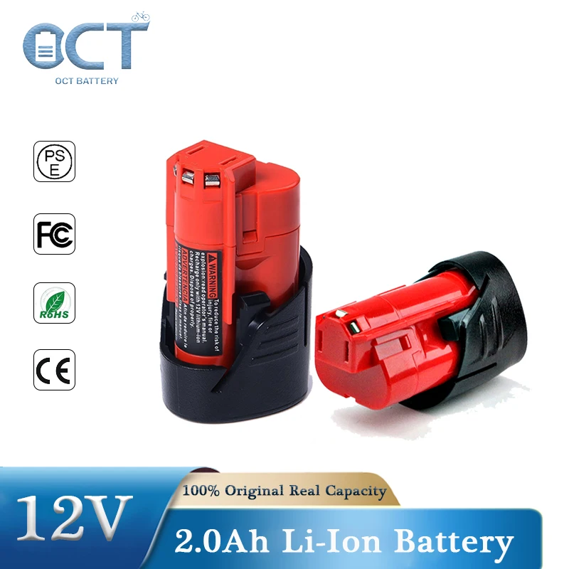 12V 2.0Ah Li-Ion Battery Replacement Power Tool For Milwauke