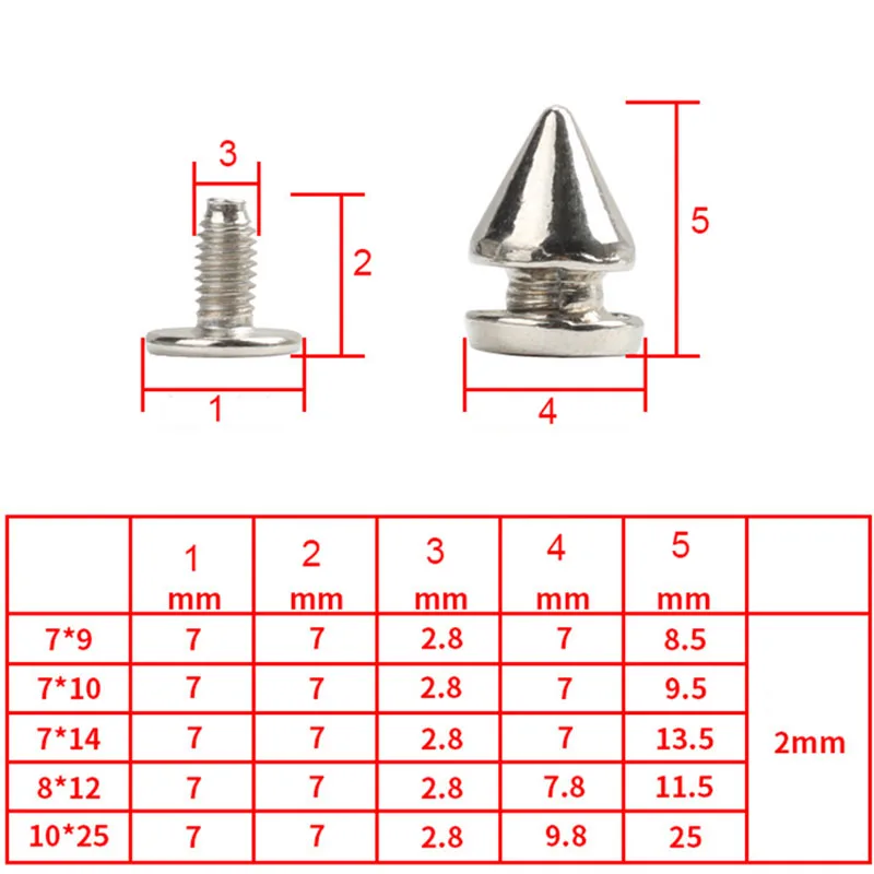 Конусные шипы в стиле панк с заклепками винты-шпильки форме дерева задние для