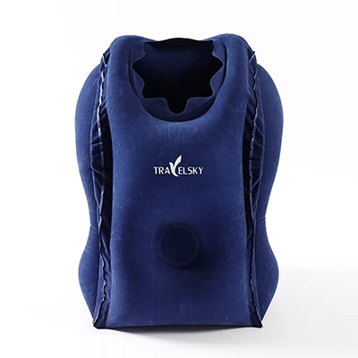 travel pillow navy Большой клапан самолет регулируемая высота путешествия ног Подушка под столом с надувной сумкой - Цвет: travel pillow navy