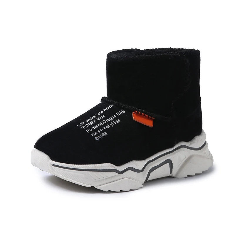 Зимние детские ботинки для девочек и мальчиков теплая плюшевая детская обувь с