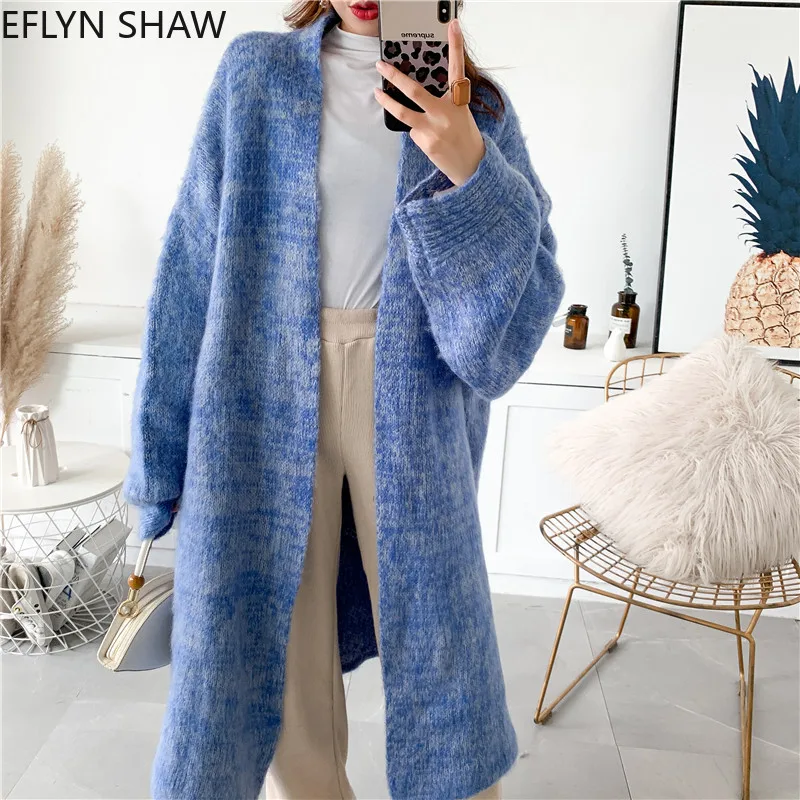 Maxi Cardigan Women Thick Coarse Oversize Sweaters Coat Japan Cozy Knitted Batwing Sleeves Long Female Jumper |