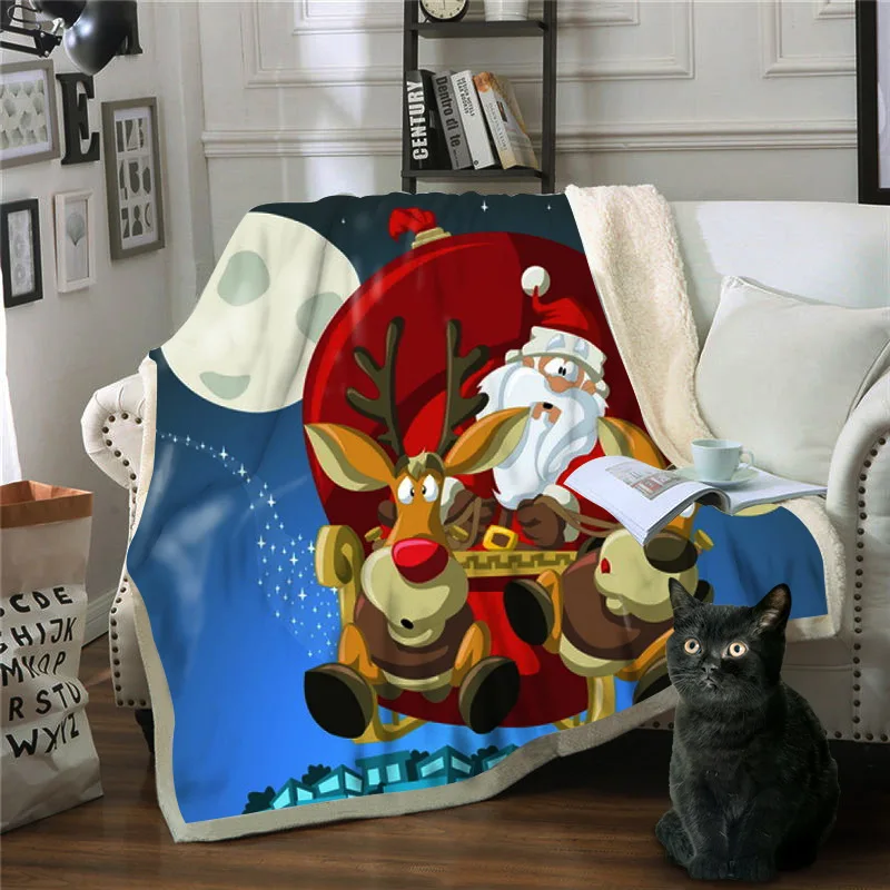 Рождественское покрывало Санта Клауса для кроватей бархатное плюшевое одеяло