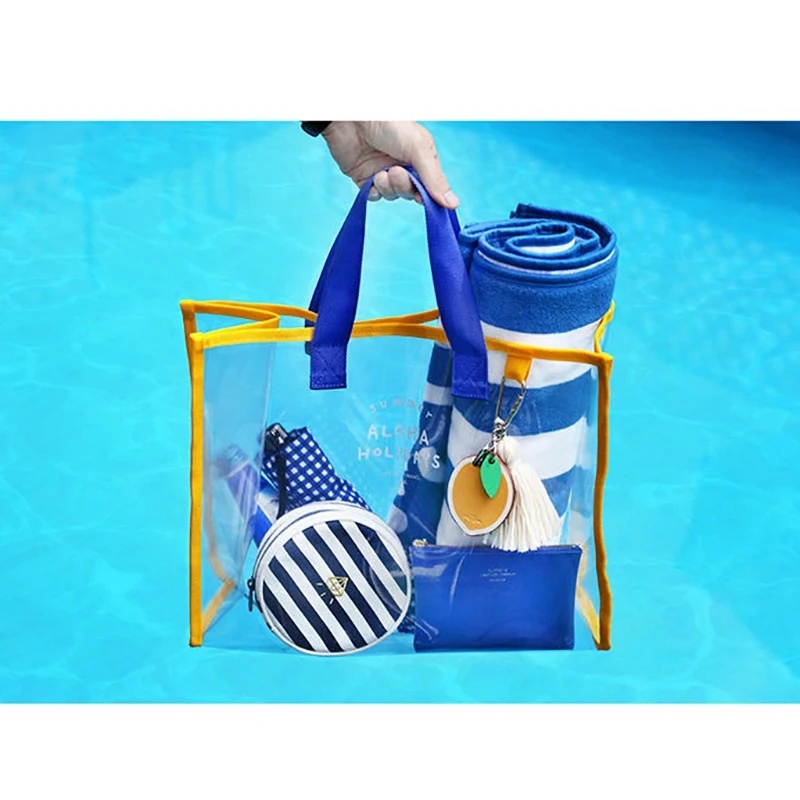 Прозрачная пляжная сумочка желе Женская вместительная сумка на плечо купальник