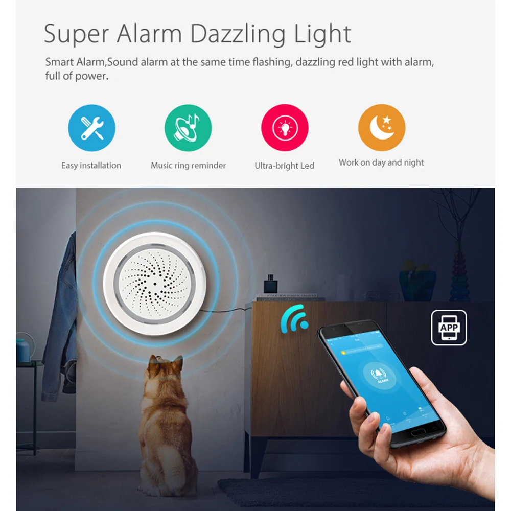 Датчик температуры Z-wave Wifi датчик окружающей среды детектор сигнализации умный термометр 85dB-105dB 2,4 ГГц датчик влажности Aqara