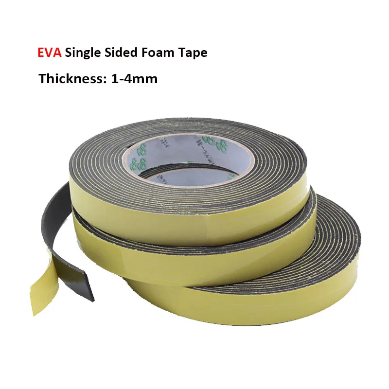 

EVA Single Sided Foam Tape 1/2/3/4mm Tickness Bump-and Shockproof Foam Tape Sealant Tape For Air Conditioner/Pipes Black