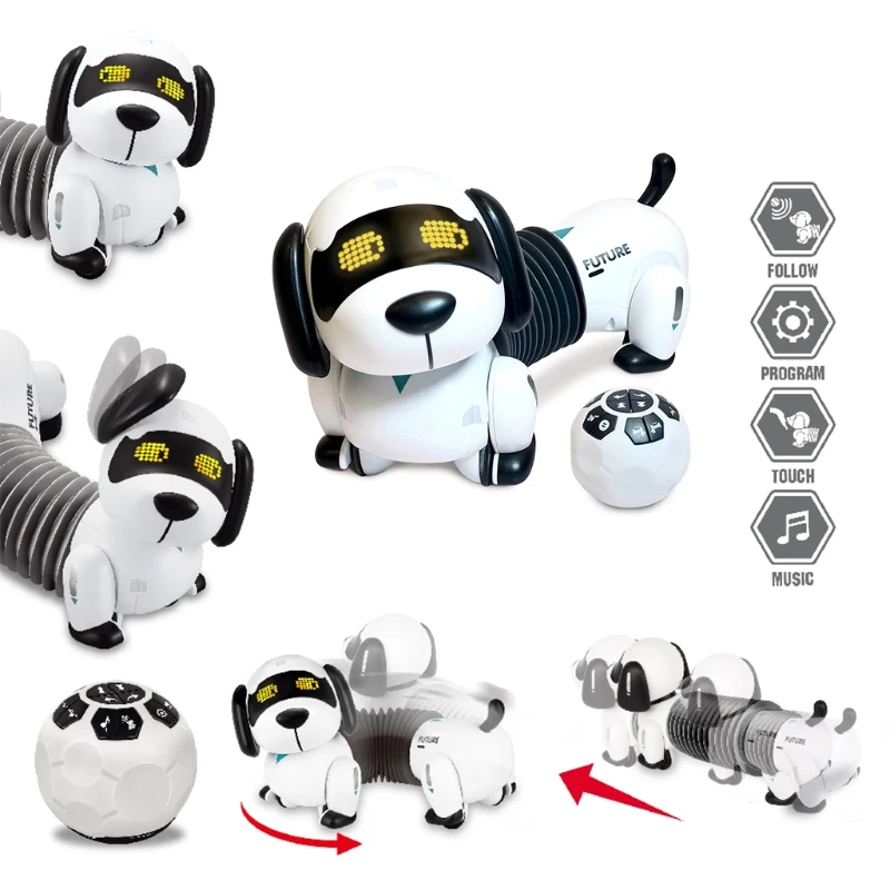 C5AF Remote Control Dachshund Dog RC Robotic Stunt Puppy Toys Pet Following Robot