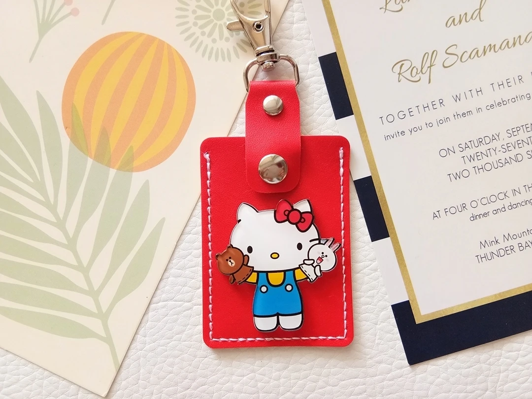 Red Doll Mini 6745 Hello kitty аниме брелок KT Cat мини-карта брелок держатель пряжка дамы сумки на плечо для женщин кожа - Цвет: Red Doll Mini 6745