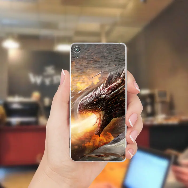 Чехол для Sony Xperia XZ Z Z1 Z2 Z3 Z4 Z5 Compact M2 M4 M5 E3 E5 T3 XA силиконовый с изображением дракона