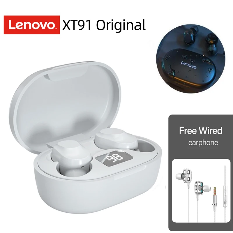

TWS-наушники Lenovo XT91, игровая стереогарнитура с поддержкой Bluetooth 5,0, оригинальные Беспроводные наушники с басами