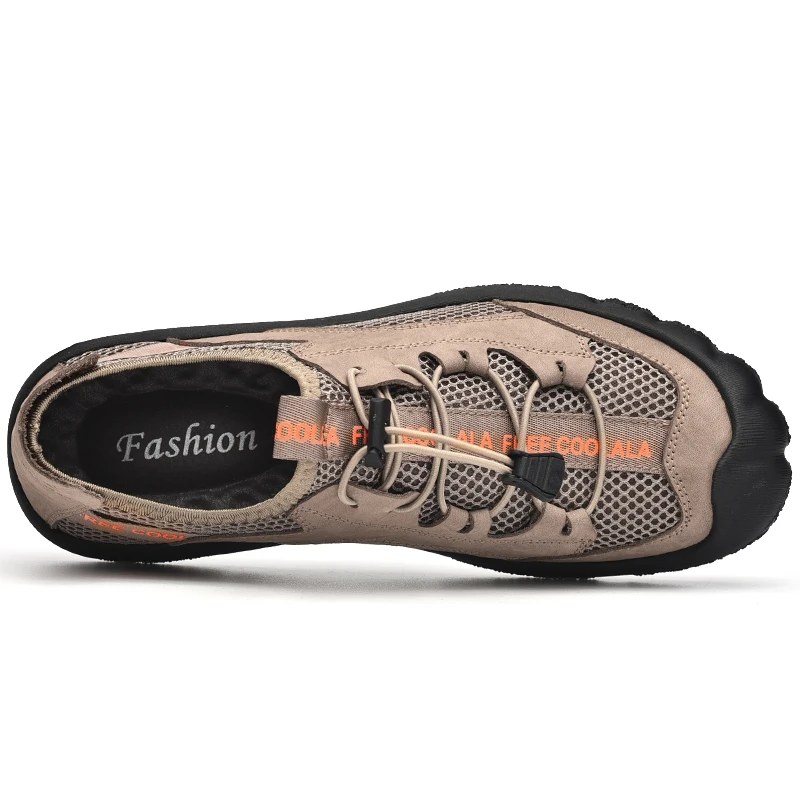 Man Shoe Mesh Footwear Khaki 2020 Summer Men's Walking Shoes Outdoor Casual Sneakers CLAXNEO Breathable Soft | Обувь