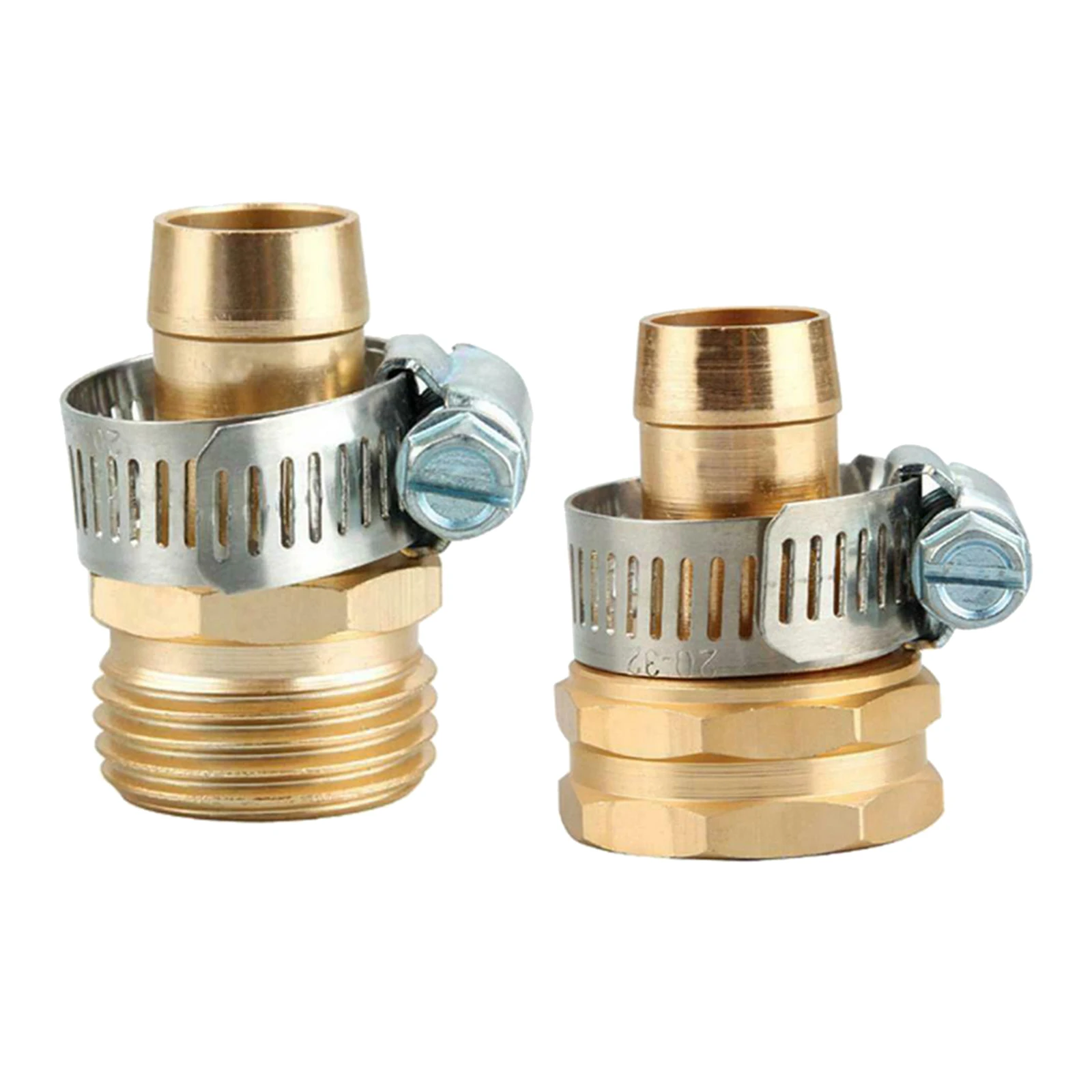 

1 Pair 5/8 Inch Garden Brass Mender End Repair Kit Solid Brass Hose Pipe Male