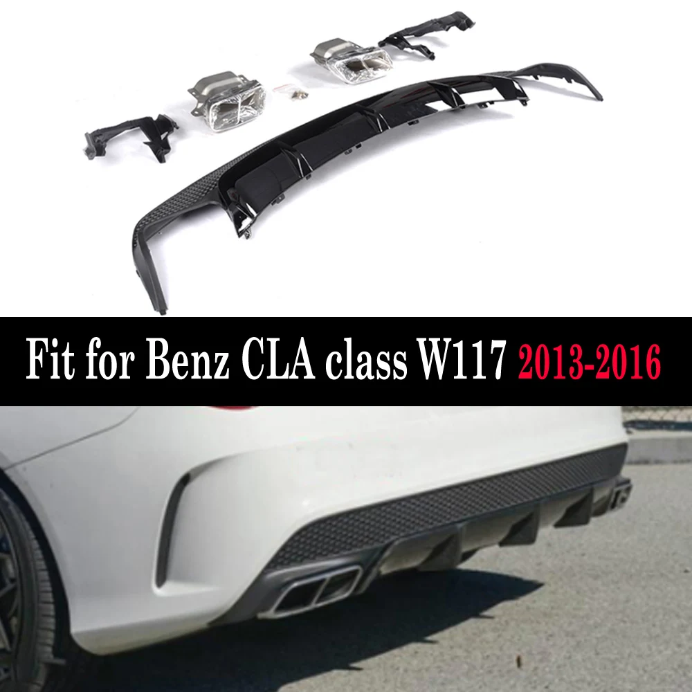 

PP Materials Car Rear Bumper Diffuser for Mercedes Benz W117 CLA200 CLA260 CLA45 Pre-facelift 2013-2016