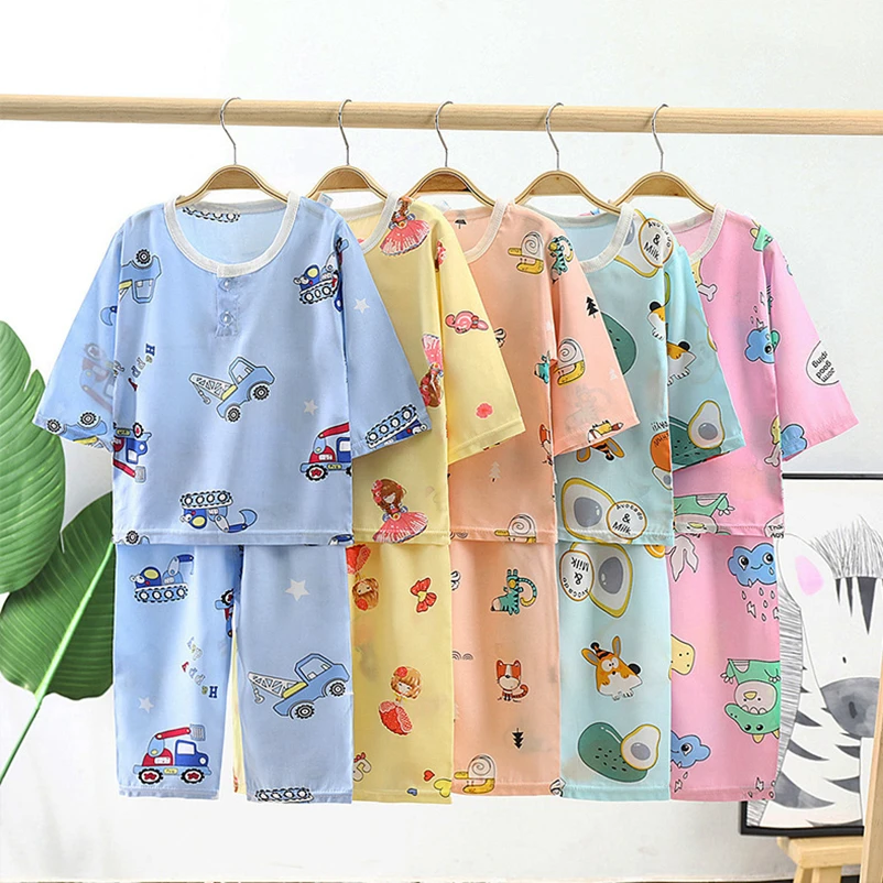 

Children Poplin Pajama Set Baby Tracksuit School Girls Boutique Outfits Animal Cartoon Car Print Teenage Kids Boy Clothing Set
