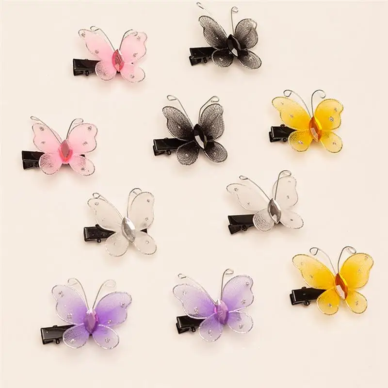 10 шт./компл. заколки для волос мини сетчатая заколка-бабочка декора металлические