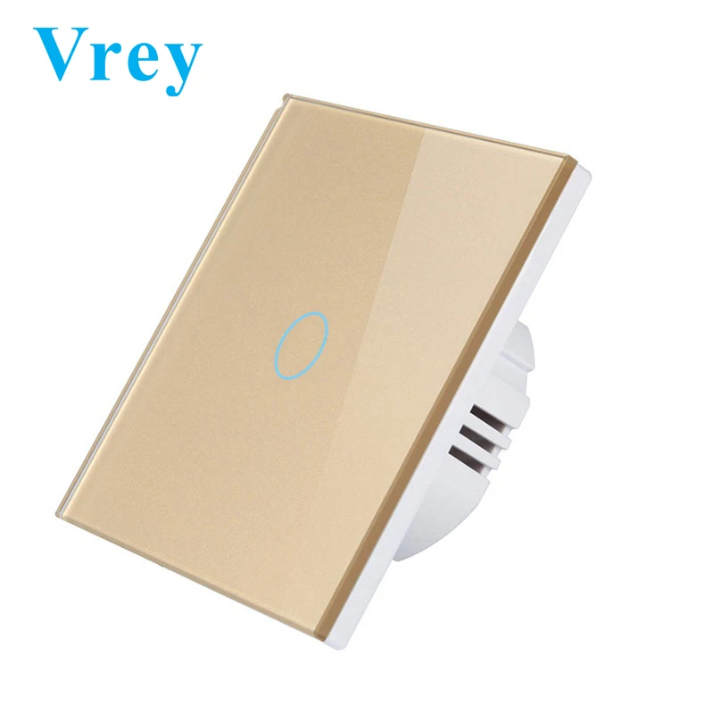 VR-TS-01 Gold Vrey ЕС стандартный сенсорный выключатель, прерыватель сенсорный выключатель, 1 банда 1 способ, AC110-220V выключатель света, настенный сенсорный выключатель - Цвет: VR-TS-01 Gold