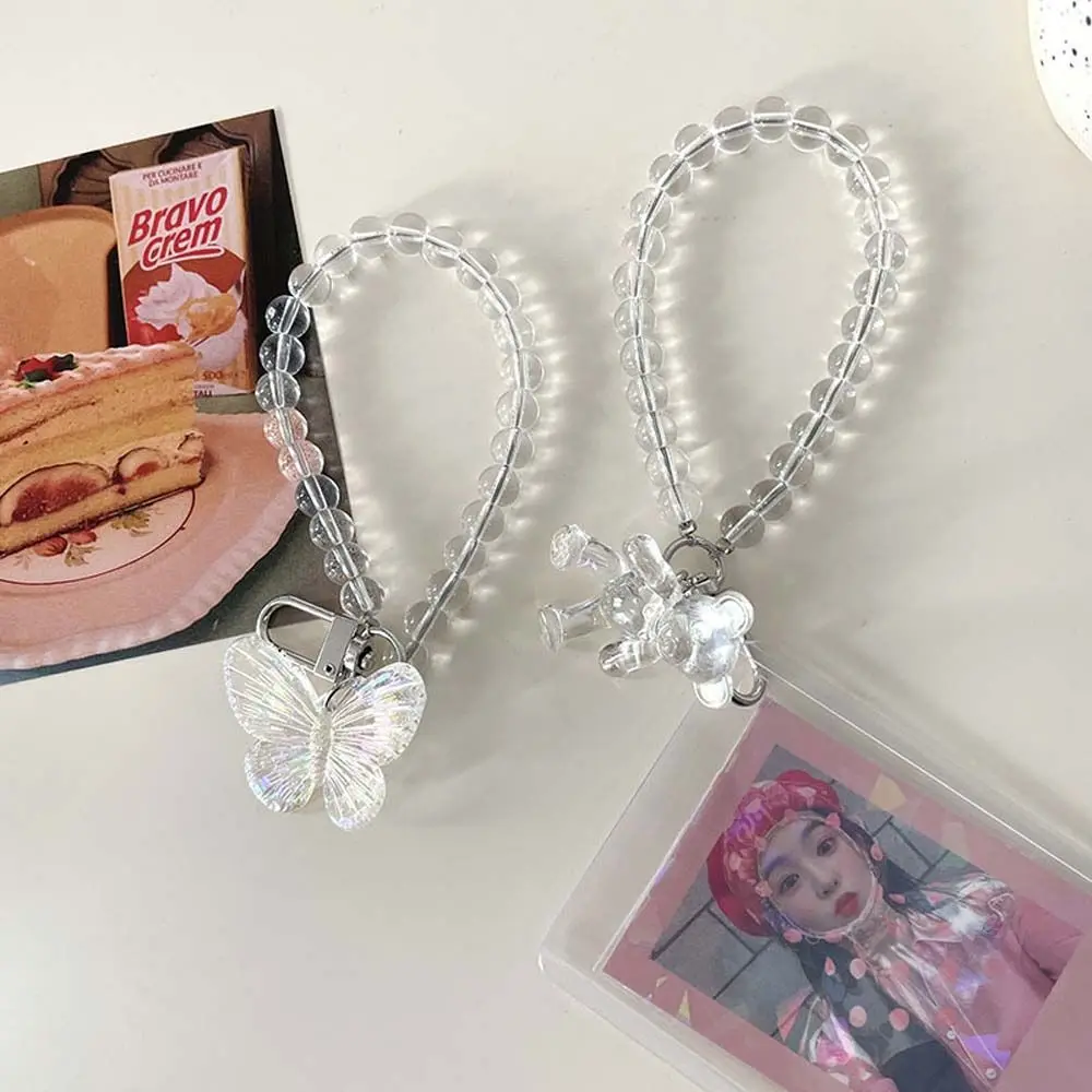

Creative Butterfly Bear Schoolbag Decoration Fashion Jewelry KeyChain Beaded Chain Laser Bracelet Mobil Phone Pendant