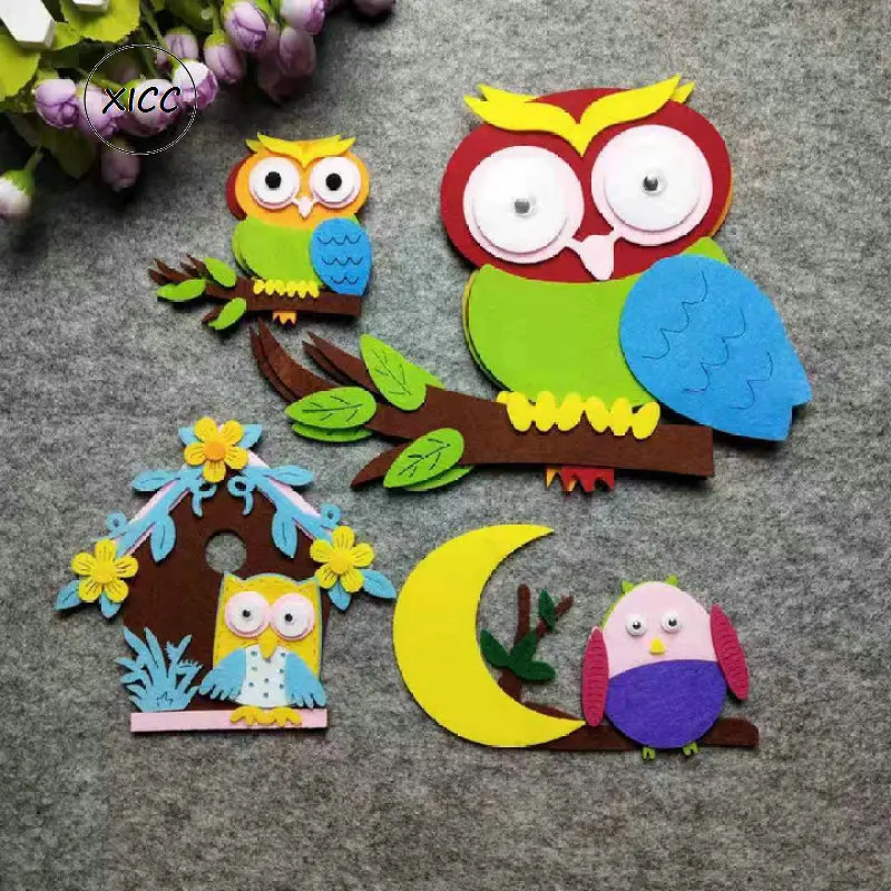 

Owl House Non Woven Felt DIY Kindergarten Wall Paste Decoration Beautiful Moon Leaves Cute Classroom Decoration Stickers Patch