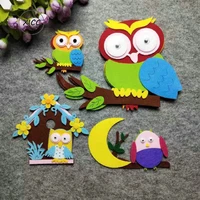 owl house non woven felt diy kindergarten wall paste decoration beautiful moon leaves cute classroom decoration stickers patch