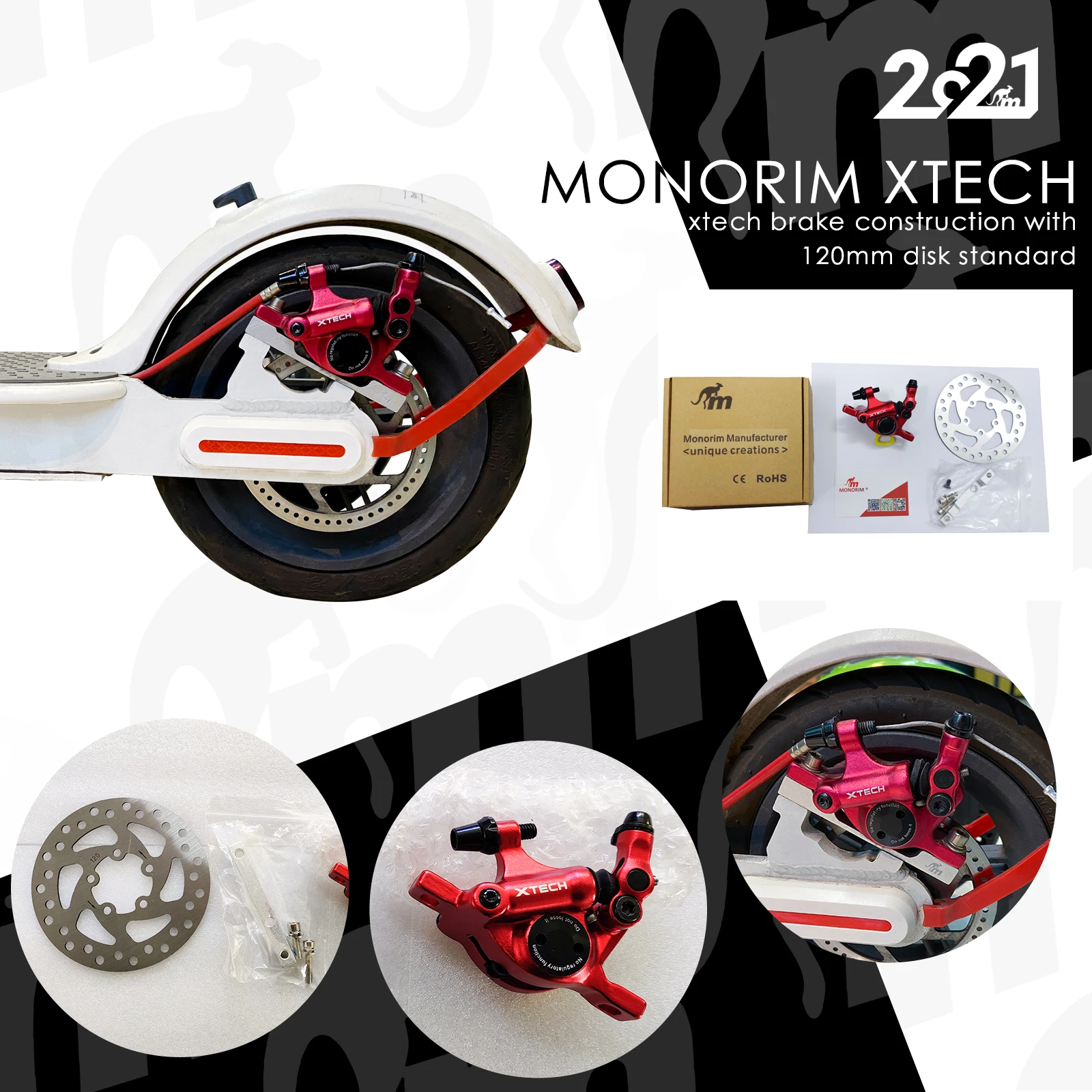 Monorim Xtech For xiaomi m365/1s/essential/pro1/pro2 Brake Construction With 120mm Disk Standard INCLUDES FRAME ADAPTER