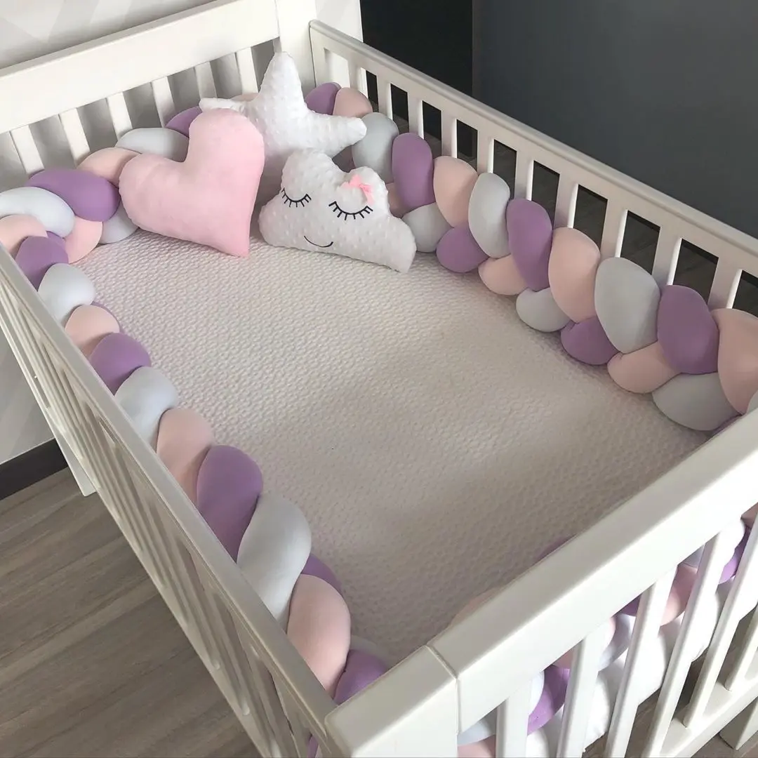 

1M/2M/3M Baby Bed Bumpers In The Crib for Newborn Baby Pillow Cushion Cot Room Decor Infant 3 Knot Braided Bumper Protector