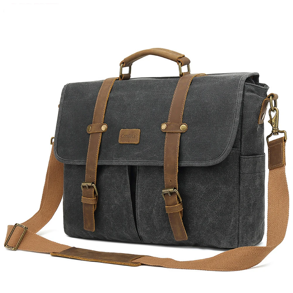 17 Inch Men Laptop Briefcase Large Canvas Messenger Bag Offfice Business Shoulder Messenger Bags Men's Satchel Handbag XA26C