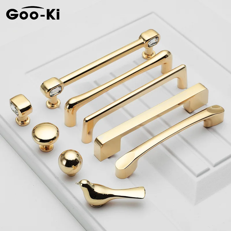 Фото Goo Ki цинковый сплав яркая золотая для шкафа тянет легкие роскошные стильные