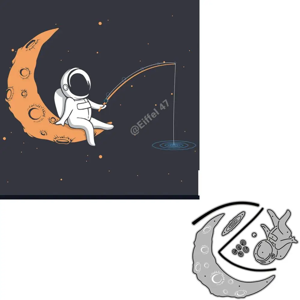 Сидя на Луне рыбалки Скрапбукинг металла резки штампы alinacrafts и ремесленные для