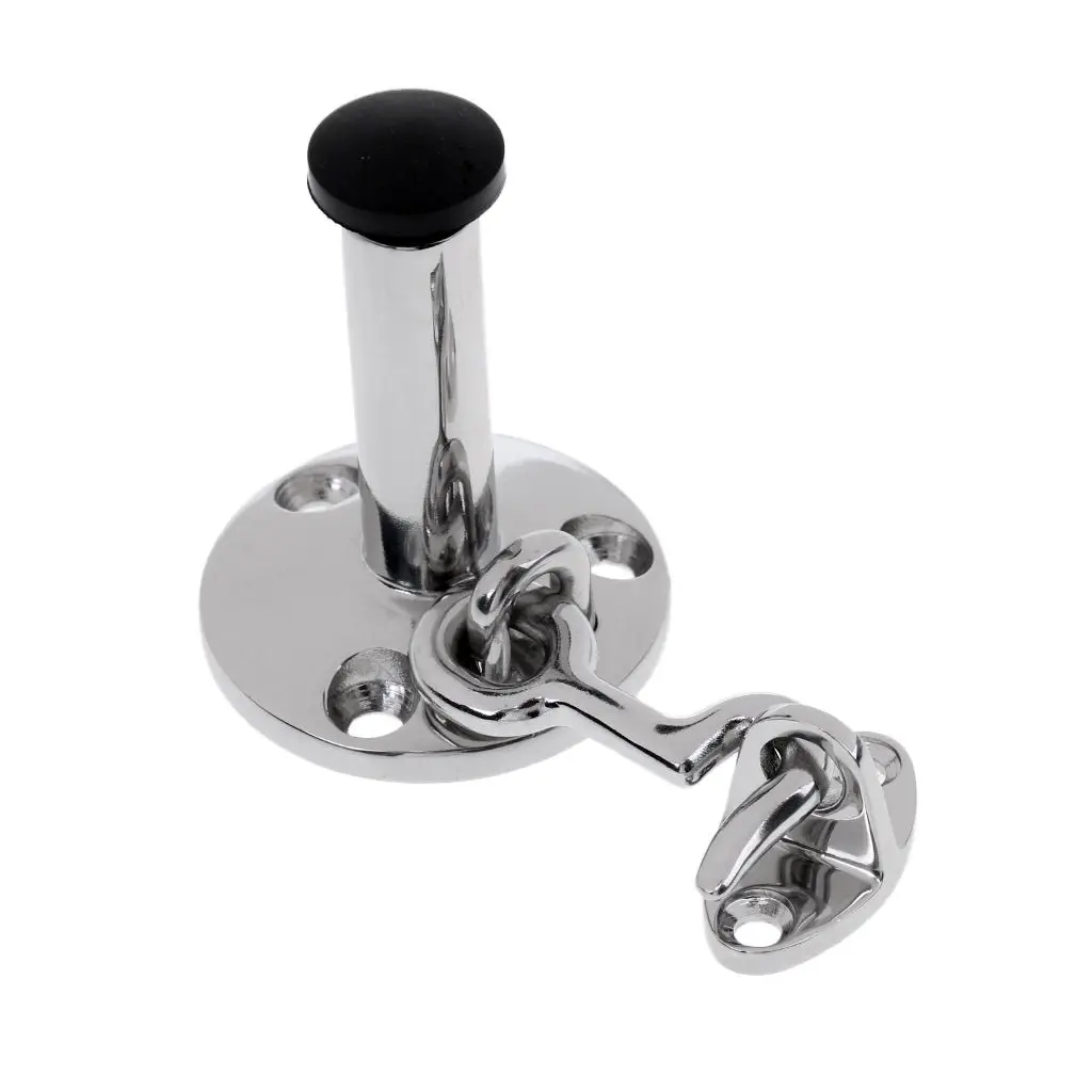 

Heavy Duty Stainless Steel Door Stop w/ Hook Holder Marine Boat RV Parts Accessories