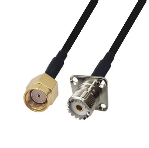 

RG58 Cable RP-SMA Male to UHF SO239 Female 4 Hole Flange Panel Mount Connector WiFi Antenna Extension Pigtail jumper cable