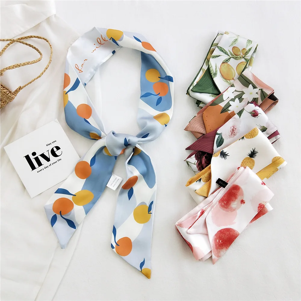 

Small long thin narrow silk scarf female spring and autumn summer neck decoration ribbon Thin Hair Band Scarf Korean scarf
