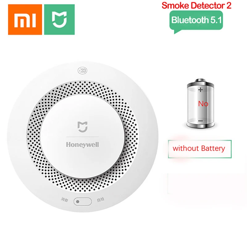 Xiaomi Mijia Smoke Detector Honeywell Sensor Bluetooth Fire Alarm Audible Visual Alarm Smart Home Remote APP Without Battery