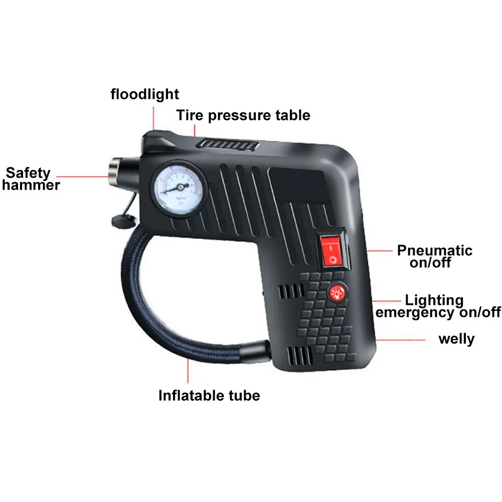 12V Портативный шины для легковых автомобилей Давление датчик воздушный насос с