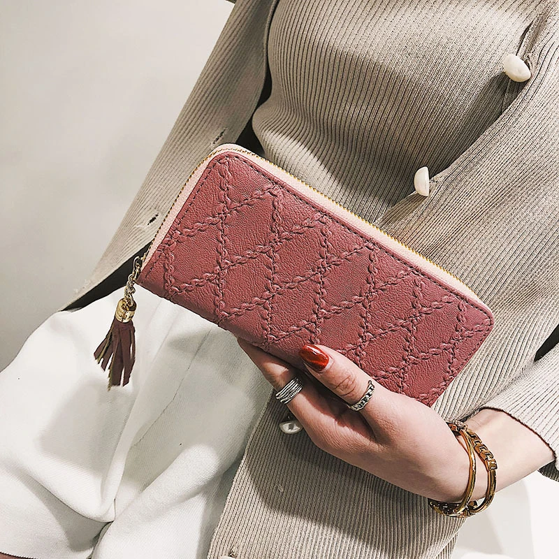 

Women Wallet Female Purse Women Leather Wallet Long Trifold Coin Purse Card Holder Money Clutch Wristlet Multifunction Zipper