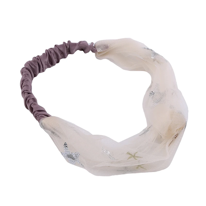 

2020 New Mesh Cross Bow Sport Hair Band Five-pointed Star Sequins Sport Headband Women Yoga Hair Band Yoga Accessories