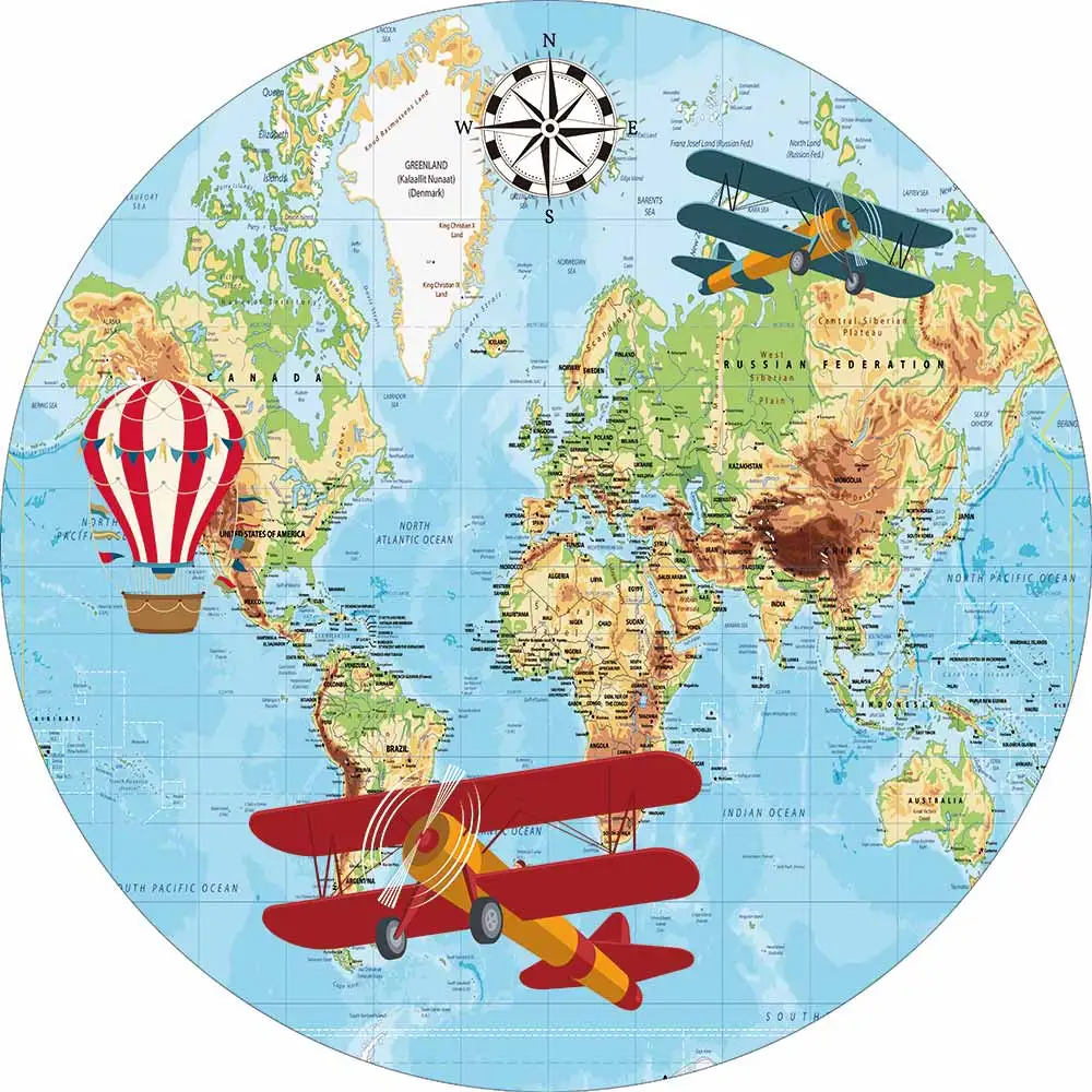 

Свадебная карта мира круглые фоны обложки самолет воздушные шары детский душ путешествия день рождения фотозона скатерть на стол для торта