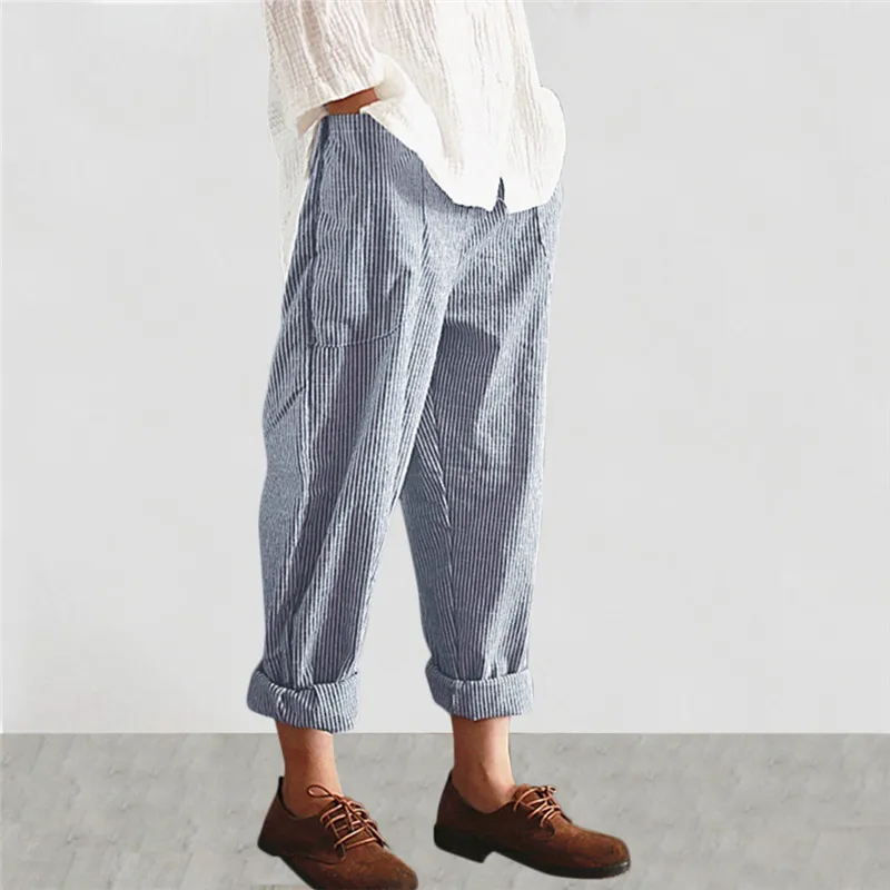 

Women Elastic Striped Pants Spring Summer Casual Joggers Fashion Oversize Sweatpants for Women Gyms Loose Long Running Trousers