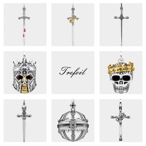 Ожерелье из серебра 925 пробы, подвеска в виде меча пробы, с кровяной короной, черепом, рыцарем, 2021