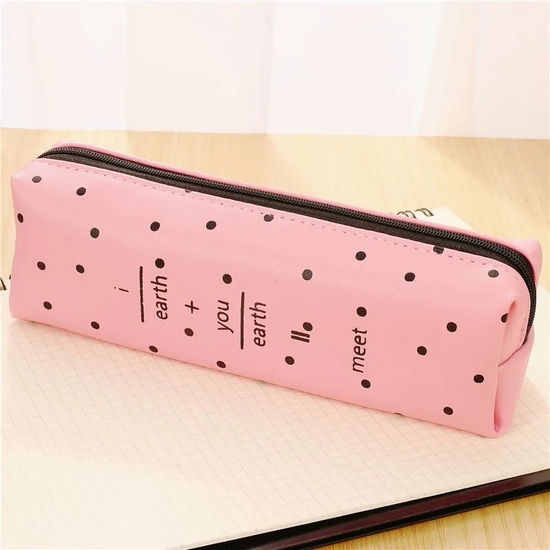 Цветные кожаные пеналы большой емкости сумки Kawaii PU Ручка коробка сумка милый подарок офисные школьные канцелярские принадлежности 04947 - Цвет: Pink2