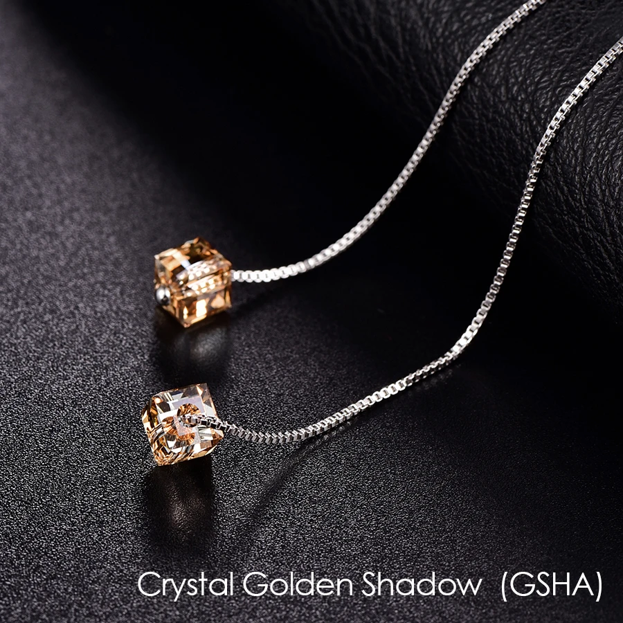Кристаллы от Swarovski Квадратные бусины Висячие серьги для женщин модная Серебряная цепочка украшения для пирсинга комплет ювелирного украшения moonrocy подарок - Окраска металла: Crystal GSHA