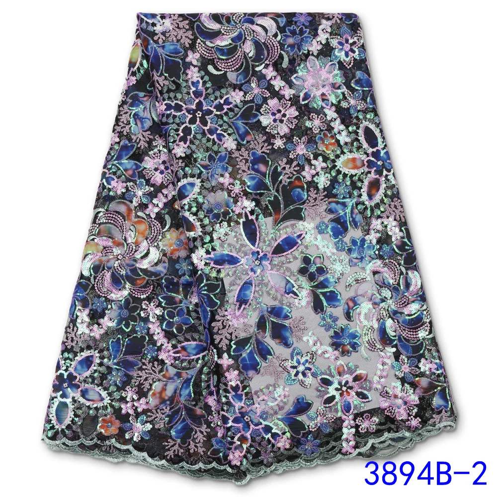 

NI.AI African Lace Embroidered Fabric Nigerian Sequins Lace Fabric 2021 High Quality French Tulle Lace Fabric 3894B