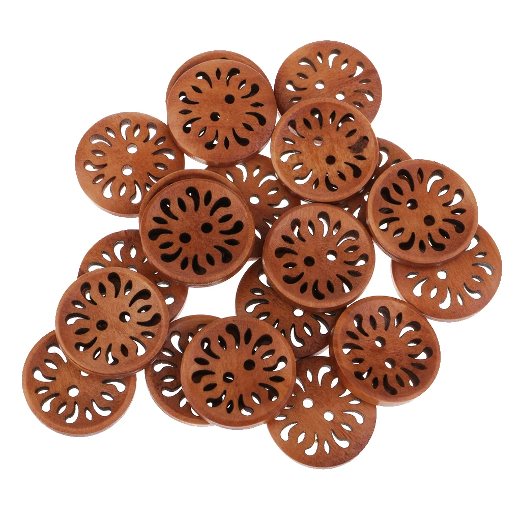 20x Ретро стиль пуговицы дерево Шитье Цветок квадратной формы печатных ремесла
