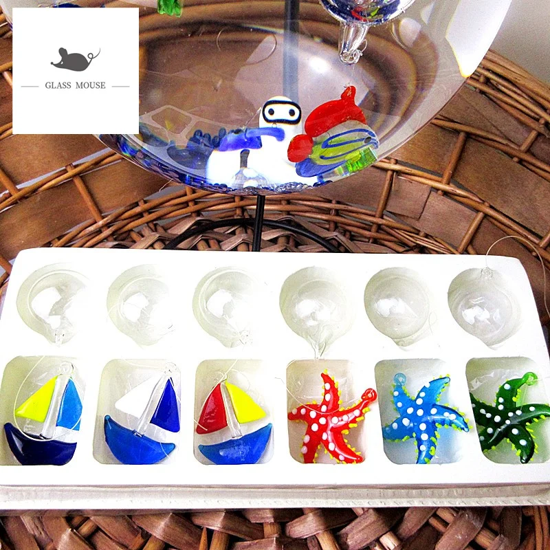 Декор для аквариума статуэтки миниатюрные стеклянные подвески в виде морской