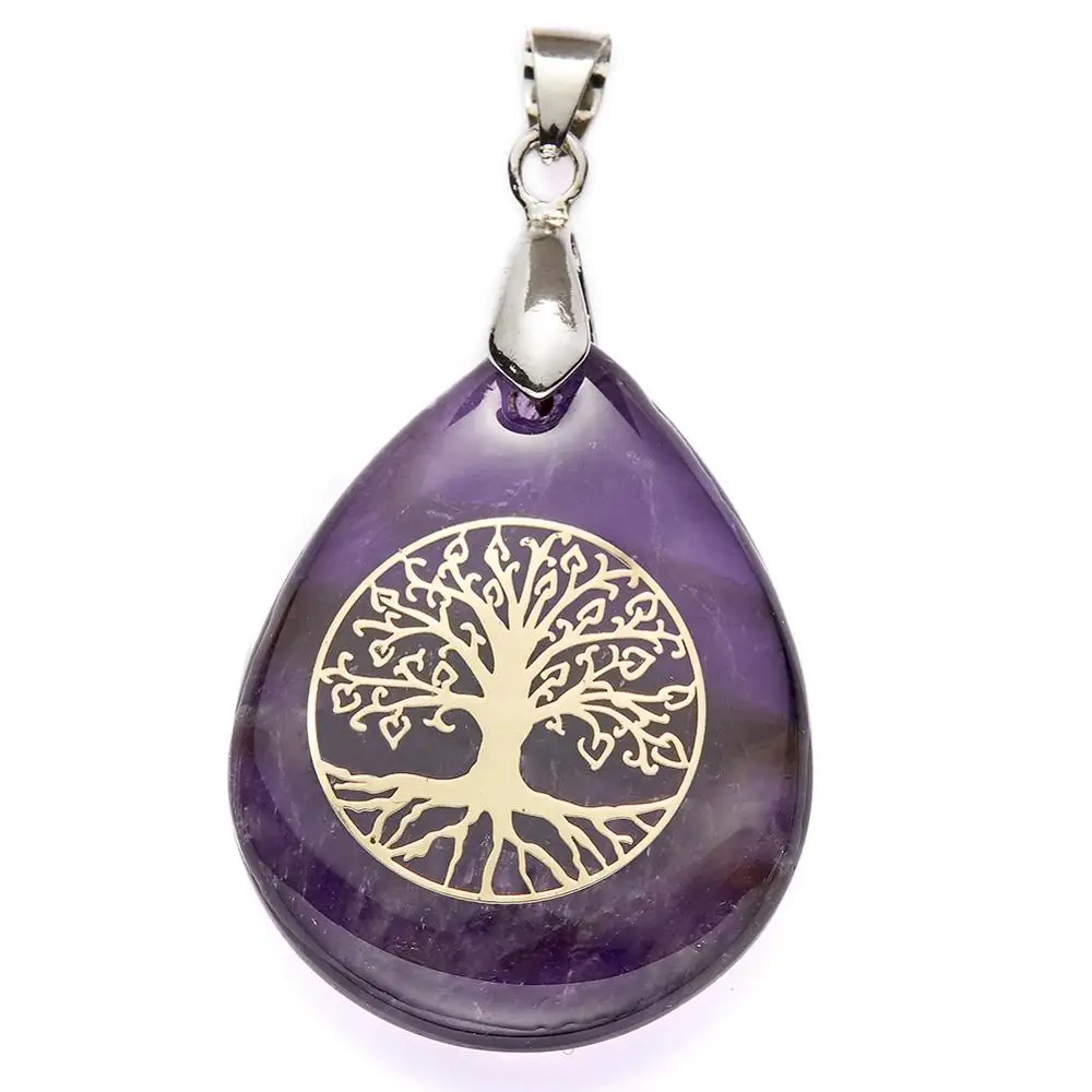 Подвеска с деревом жизни ожерелье натуральные лечебные камни баланс Чакра