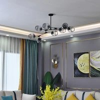 nordic metal led chandeliers lighting lustre living room villa indoor decor pendant lamp lighting glass ball kitchen fixtures
