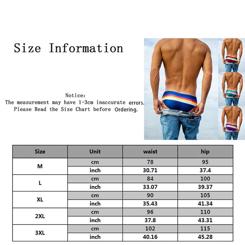 

Nice Pop Men Waterproof Swimming Briefs Men Sexy Colored Striped Printed Swimming Trunks For Bathing Man Beach Shorts Boardshort
