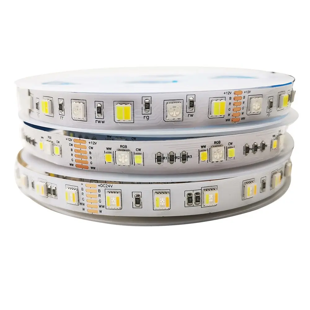 5m 12V 24V DC 5050 RGBW 4in1 RGBW 5in1 RGBCCT LED Strip 60leds/m Double Row RGBW 120leds/m Flexible LED Tape Light 10mm 12mm PCB