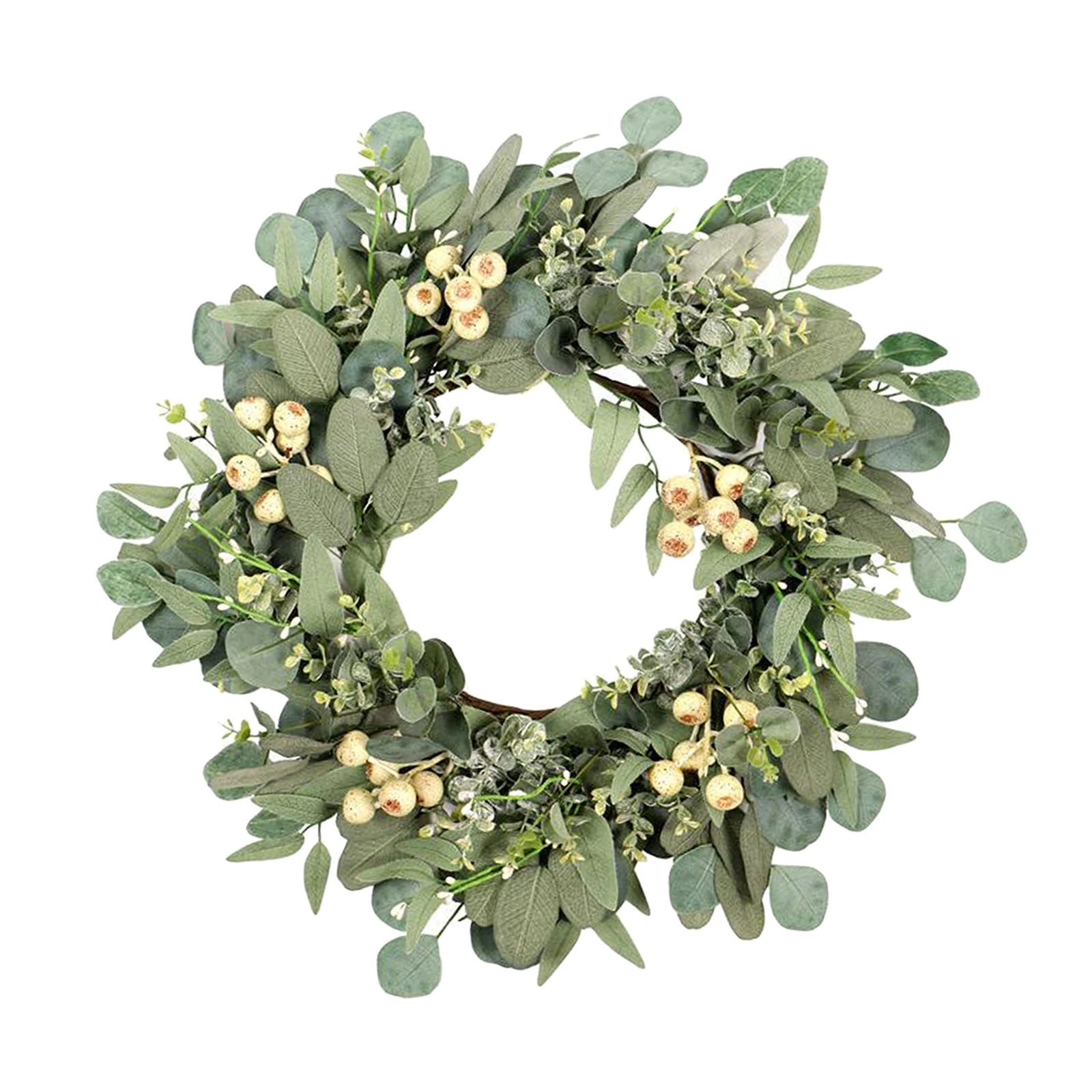 

22inch Artificial Front Door Wreath Green Leaves Garland Hanging Wall Window