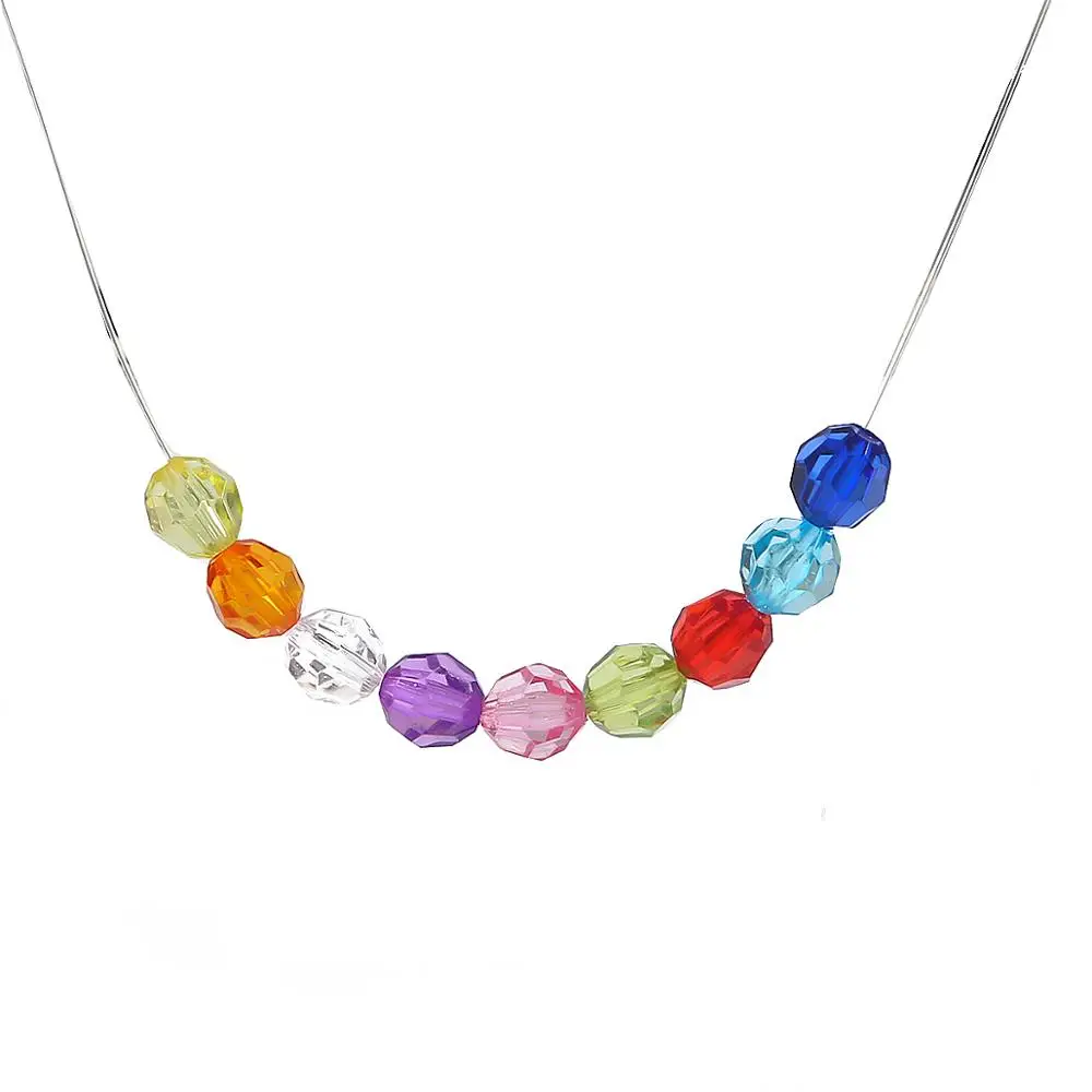 Бусины акриловые прозрачные с гранями и отверстием круглые бусины из